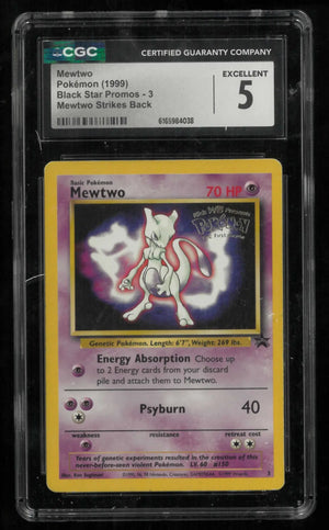 1999 Pokemon Black Star Promos Mewtwo 3 CGC 5 