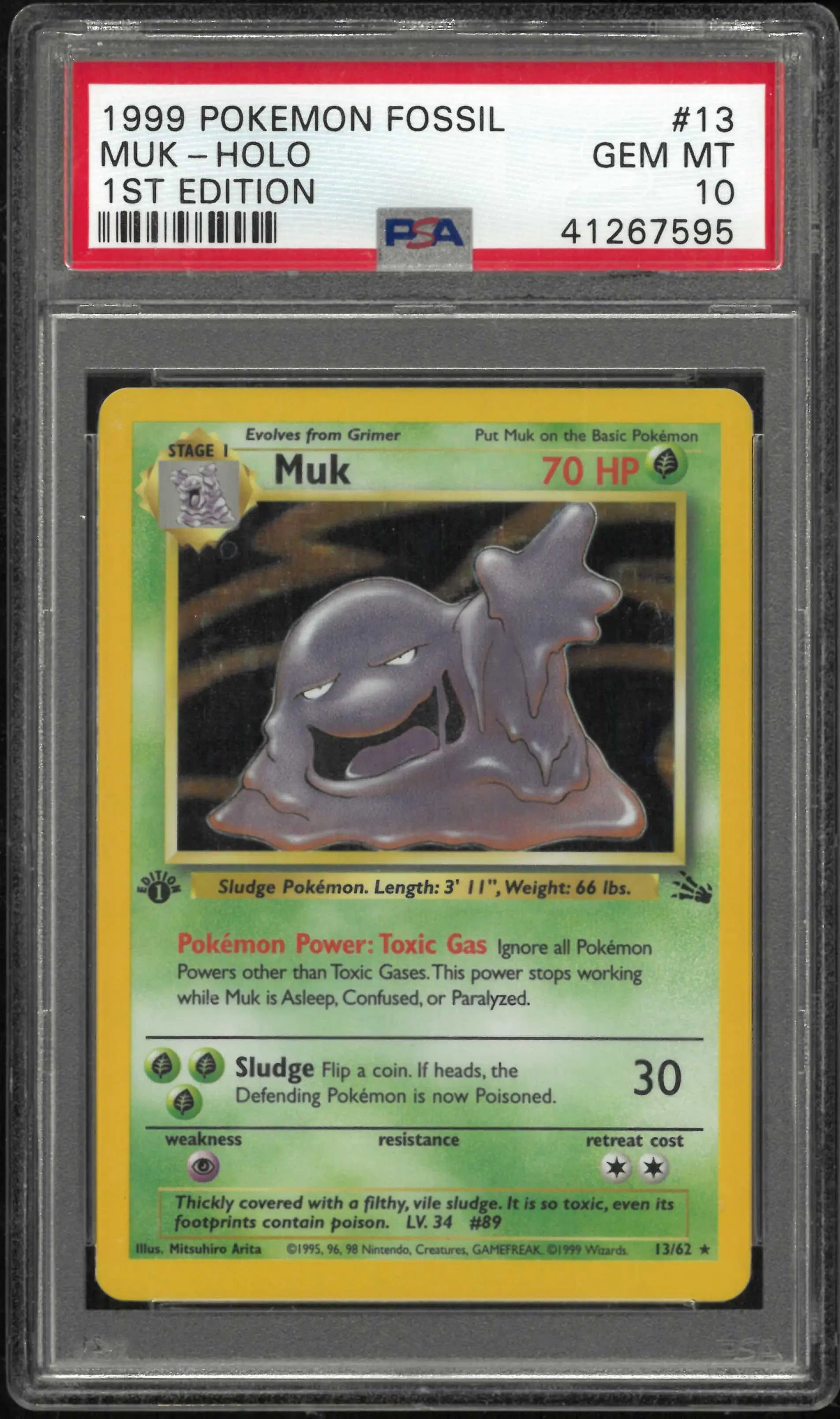 1999 Pokemon Fossil 13/62 Muk-Holo 1st Edition PSA 10 