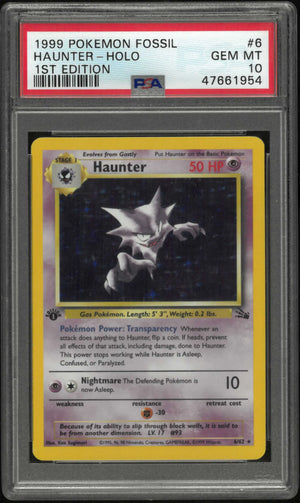 1999 Pokemon Fossil 6/62 Haunter Holo 1st Edition PSA 10 