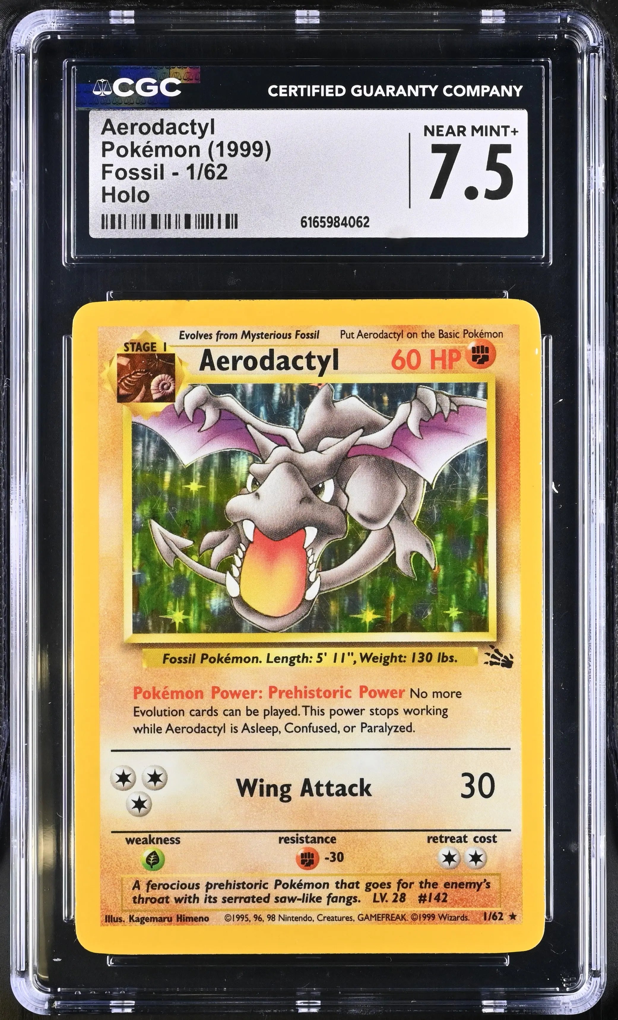 1999 Pokemon Fossil Aerodactyl Holo 1/62 CGC 7.5 