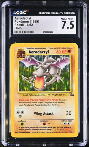 1999 Pokemon Fossil Aerodactyl Holo 1/62 CGC 7.5 