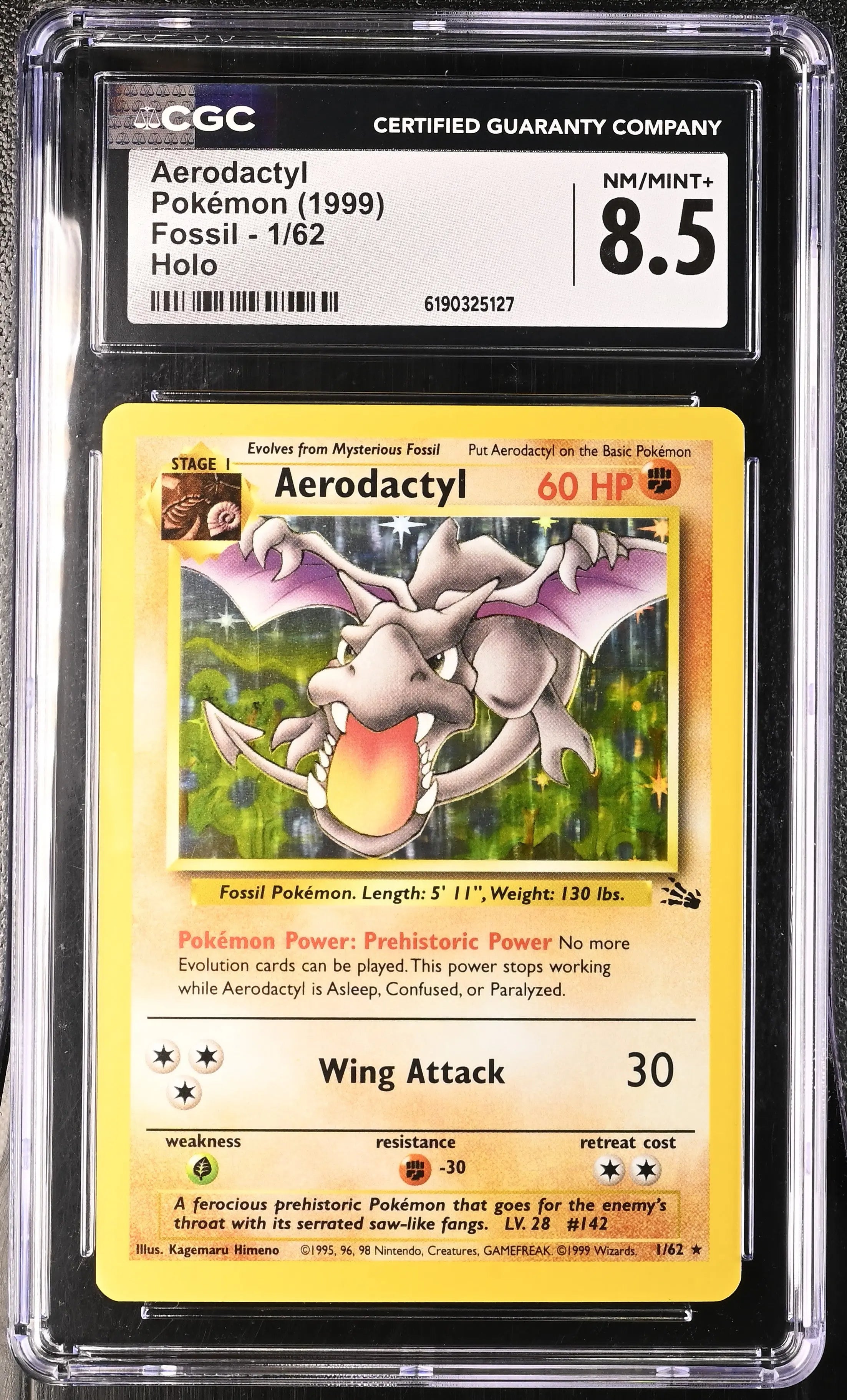 1999 Pokemon Fossil Aerodactyl Holo 1/62 CGC 8.5 