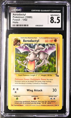1999 Pokemon Fossil Aerodactyl Holo 1/62 CGC 8.5 