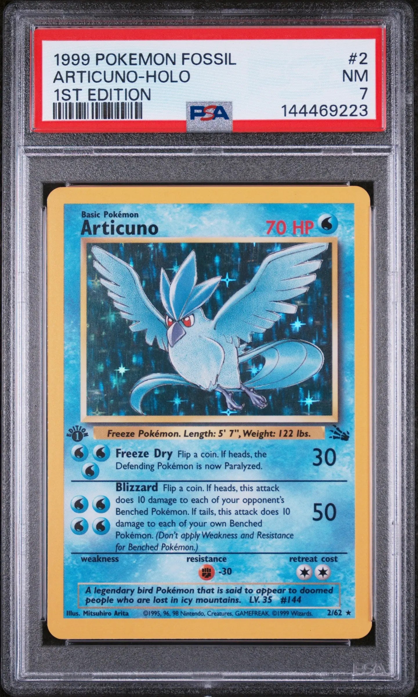 1999 Pokemon Fossil Articuno Holo 1st Edition PSA 7 2/62 