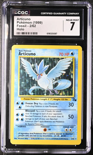 1999 Pokemon Fossil Articuno Holo 2/62 CGC 7 