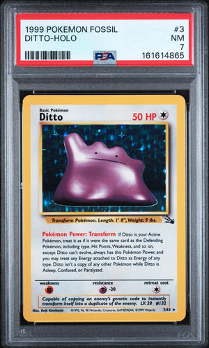 1999 Pokemon Fossil Ditto Unlimited Holofoil Rare 3/62 PSA 7 