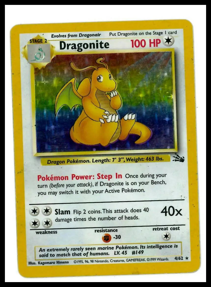 1999 Pokemon Fossil Dragonite 04/62 HP 