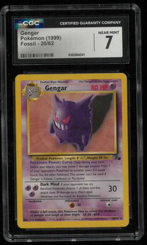 1999 Pokemon Fossil Gengar 20/62 CGC 7 