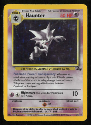 1999 Pokemon Fossil Haunter Holo Rare 6 MP 