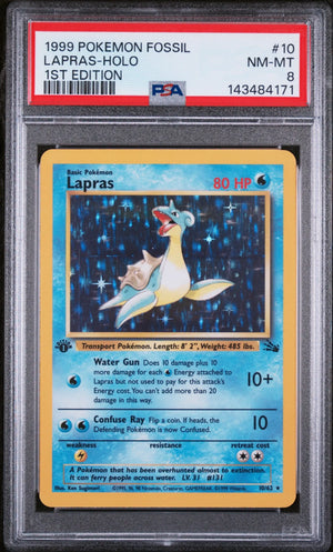 1999 Pokemon Fossil Lapras Holo 1st Edition 10/62 PSA 8 