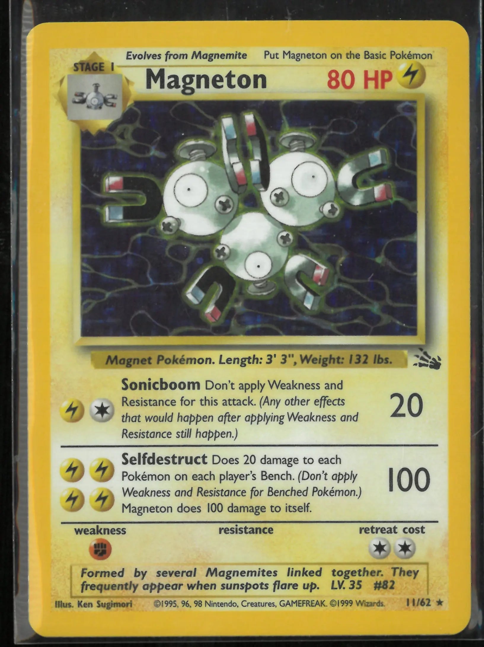 1999 Pokemon Fossil Magneton Holo Rare 11/62 