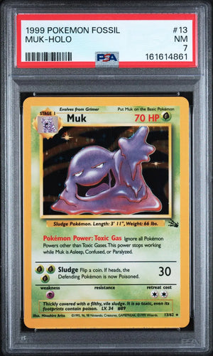 1999 Pokemon Fossil Muk Unlimited Holofoil Rare 13/62 PSA 7 