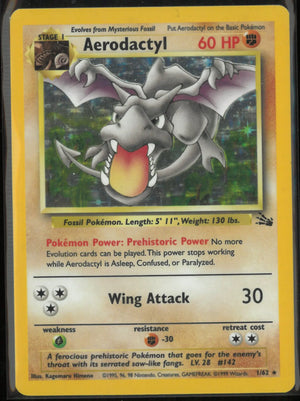1999 Pokemon Fossil Unlimited Holofoil Aerodactyl 1/62 