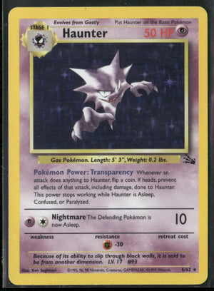 1999 Pokemon Fossil Unlimited Holofoil Haunter 6/62 