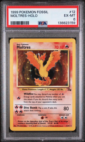 1999 Pokemon Fossil Unlimited Moltres Holofoil 12/62 PSA 6 