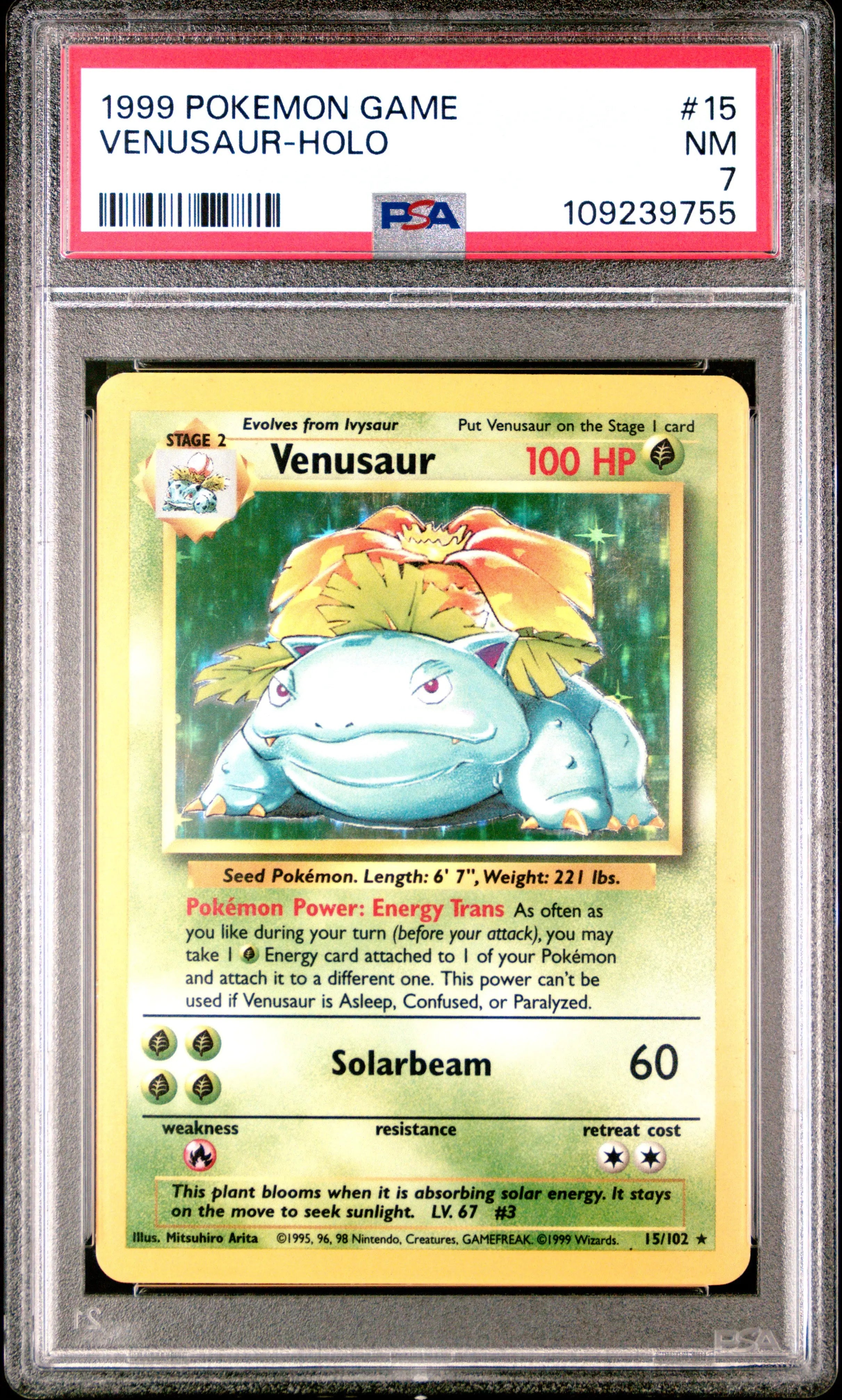 1999 Pokemon Game 15/102 Venusaur Holo PSA 7 