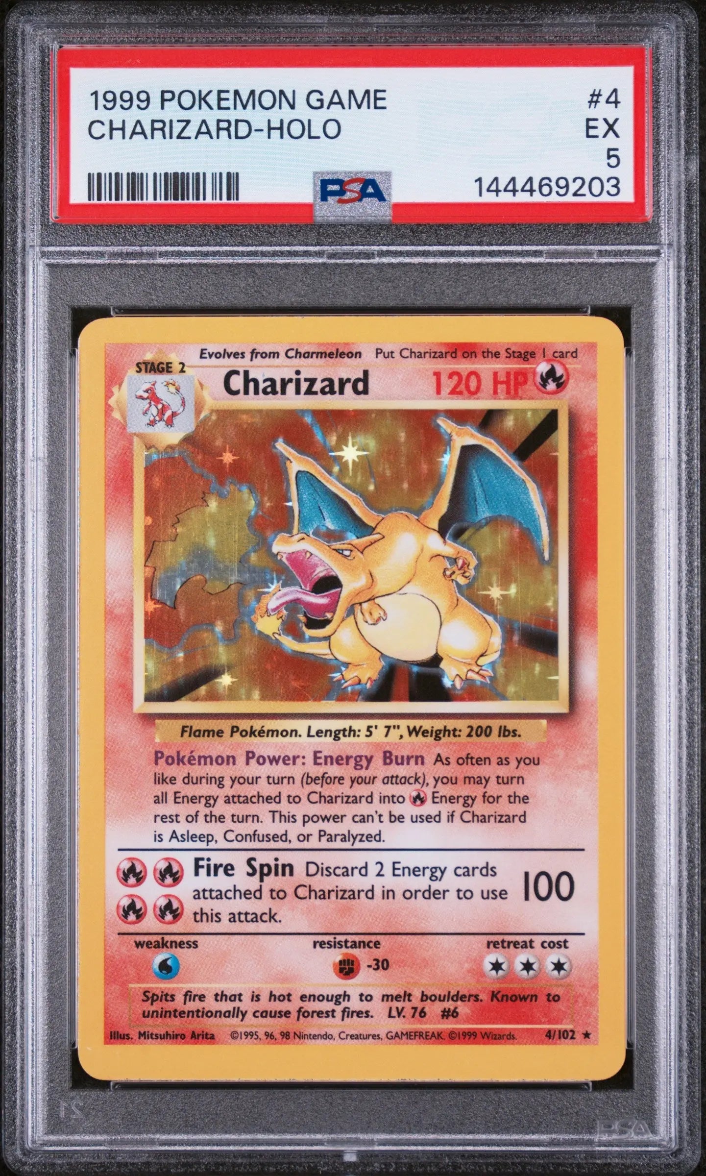 1999 Pokemon Game Charizard Holo PSA 5 4/102 