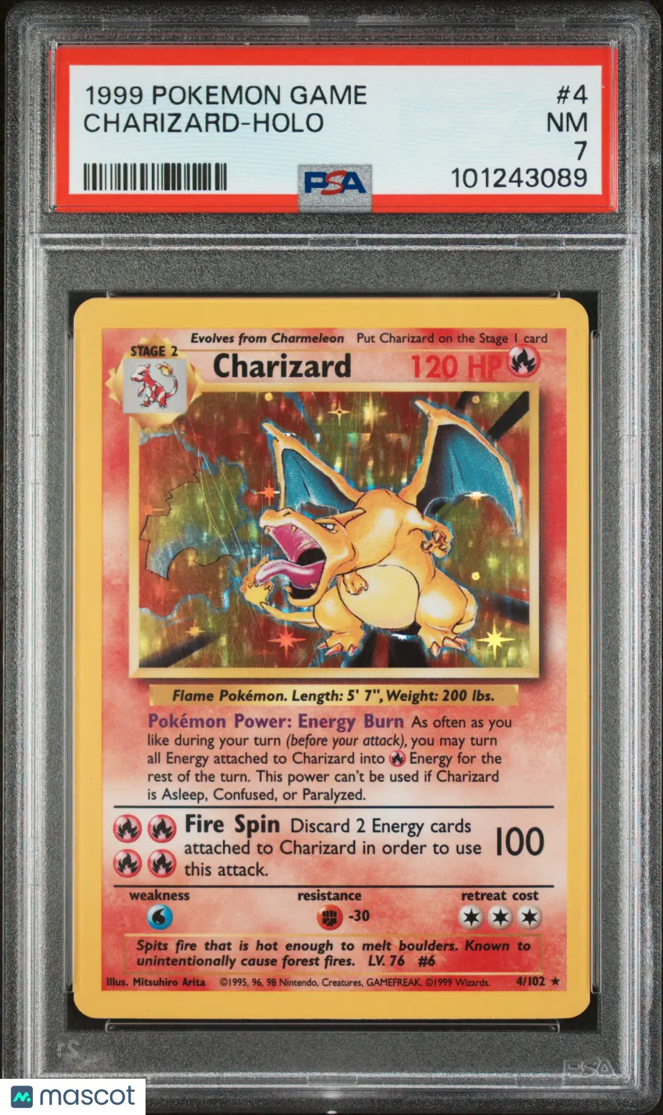 1999 Pokemon Game Charizard Holo PSA 7 4/102 