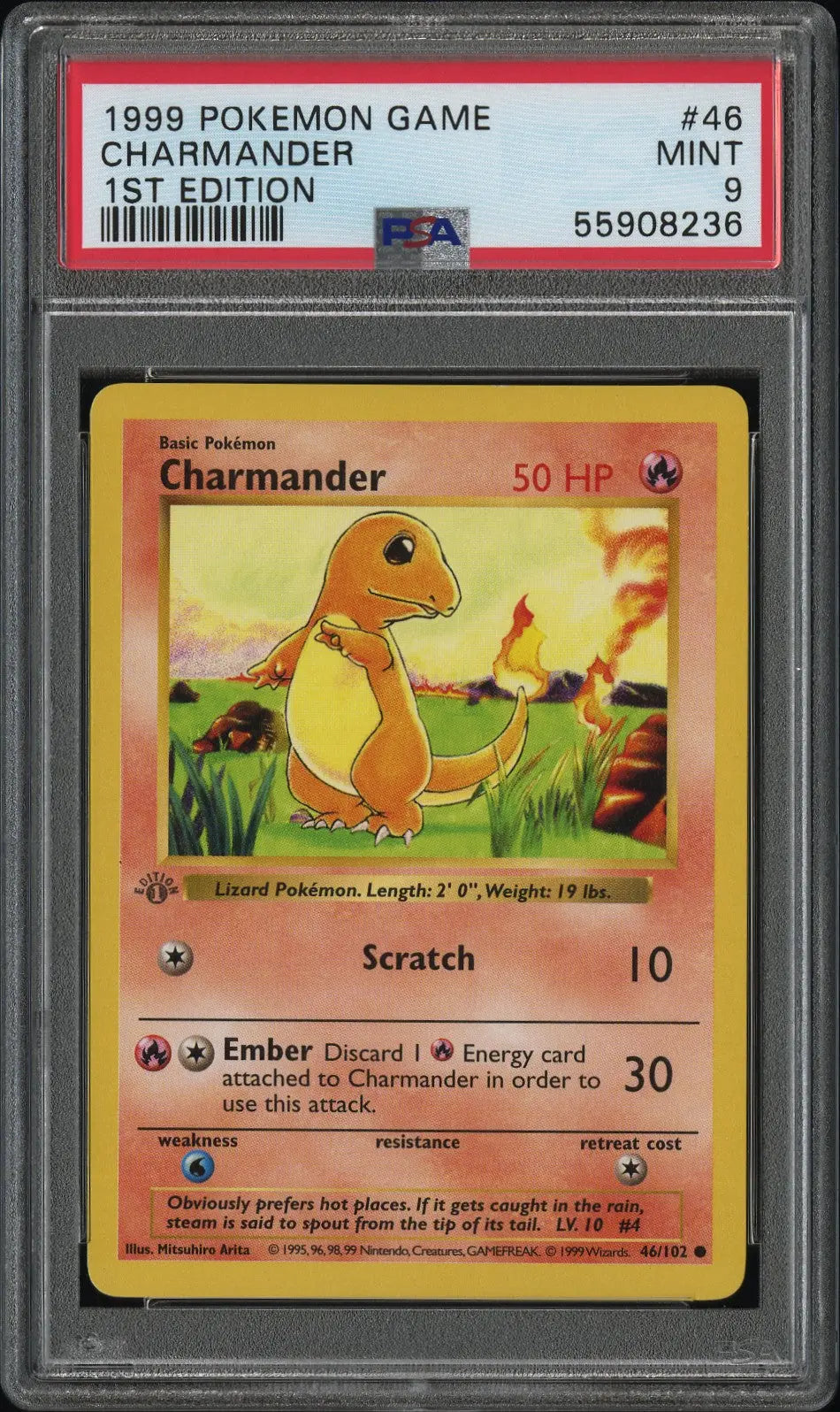1999 Pokemon Game Charmander 1st Edition PSA 9 #46 