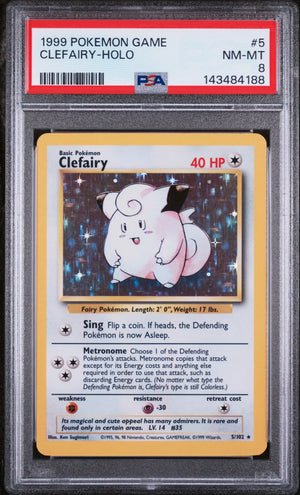 1999 Pokemon Game Clefairy Holo 5/102 PSA 8 