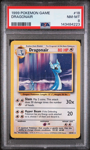 1999 Pokemon Game Dragonair 18/102 PSA 8 