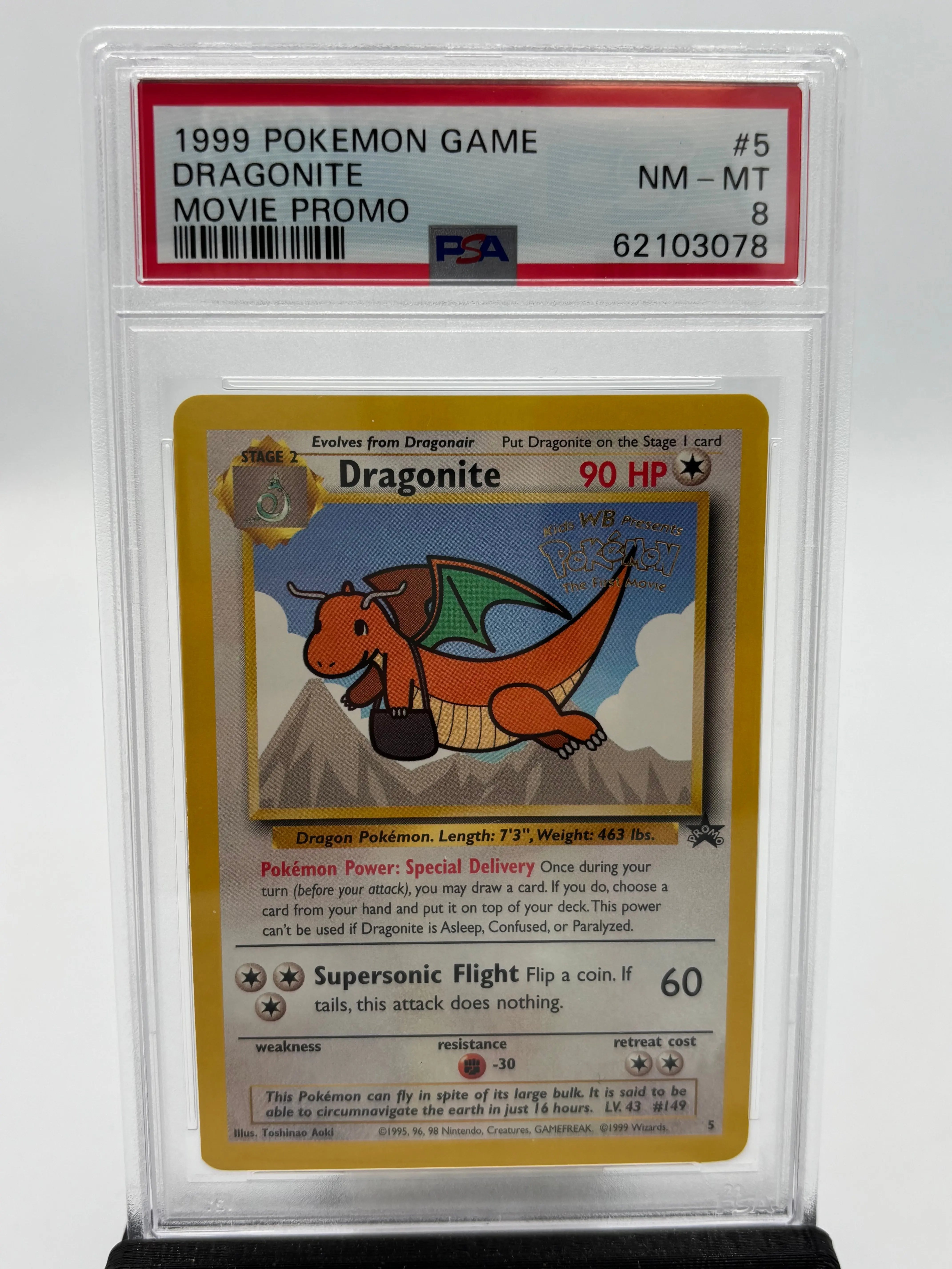 1999 Pokemon Game Dragonite The First Movie Promo 5 PSA 8 