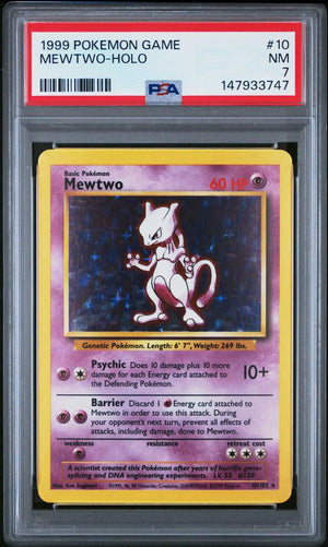 1999 Pokemon Game Mewtwo-Holo 10/102 PSA 7 