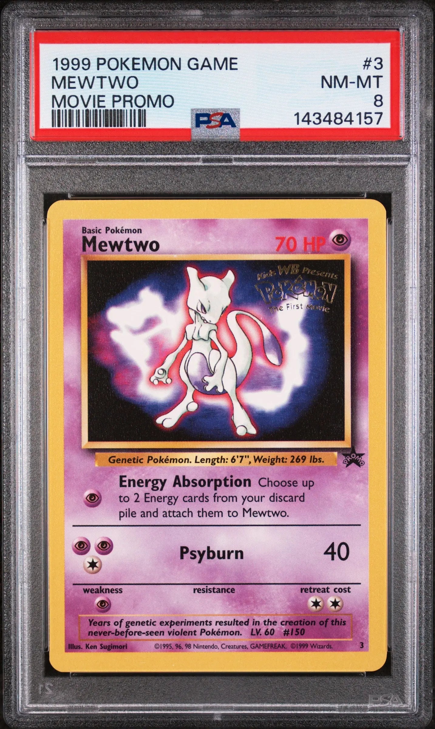 1999 Pokemon Game Movie Mewtwo Movie Promo 3 PSA 8 