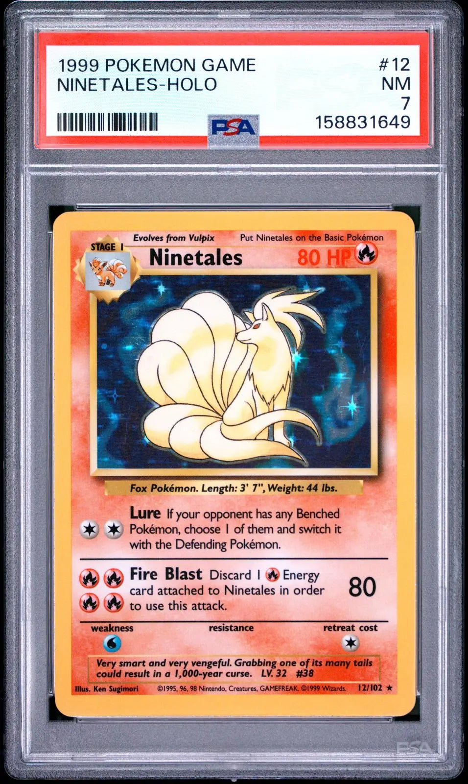 1999 Pokemon Game Ninetales-Holo 12/102 PSA 7 