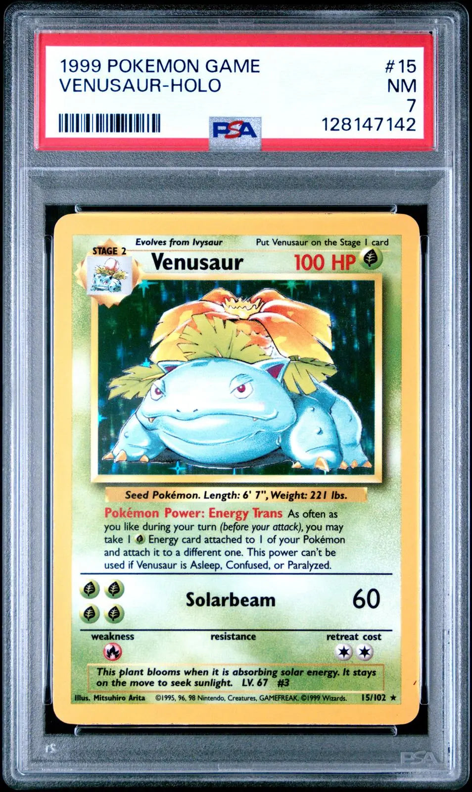 1999 Pokemon Game Venusaur-Holo 15/102 PSA 7 