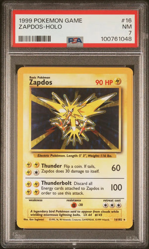 1999 Pokemon Game Zapdos-Holo 16/102 PSA 7 
