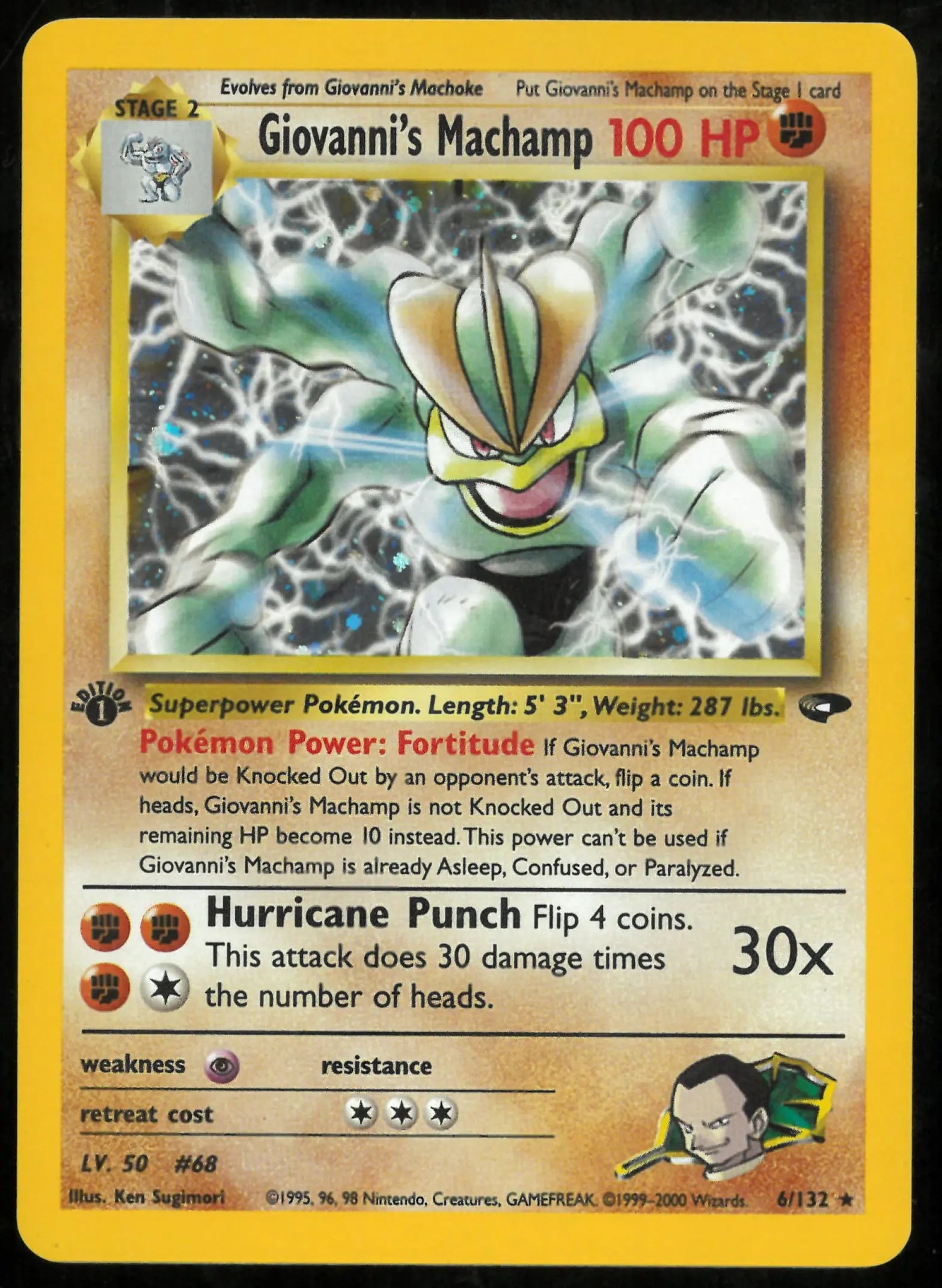 1999 Pokemon Gym Challenge 1st Edition Holofoil Giovanni's Machamp 6 