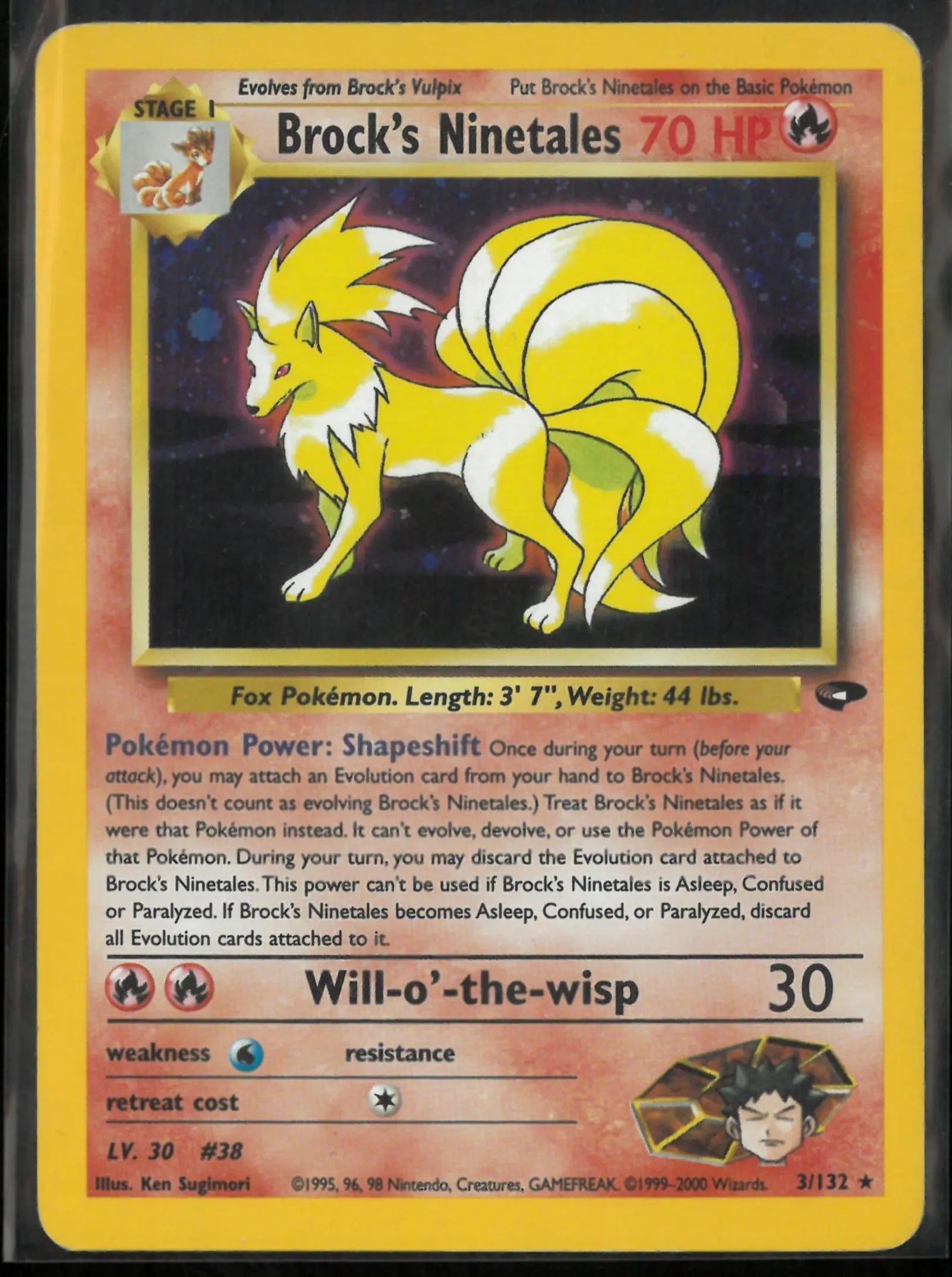 1999 Pokemon Gym Challenge Unlimited Holofoil Brock's Ninetales 3 