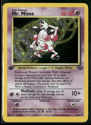 1999 Pokemon Jungle 1st Edition Holofoil Mr. Mime 6/64 