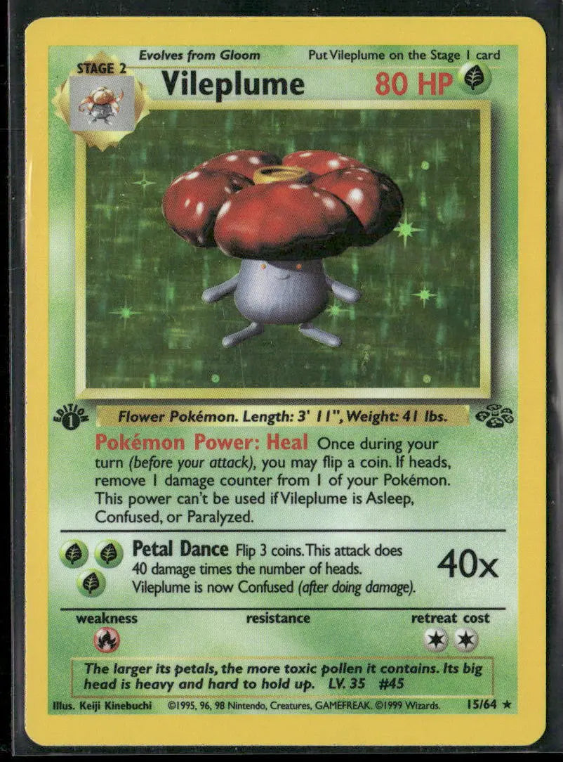 1999 Pokemon Jungle 1st Edition Holofoil Vileplume 15/64 