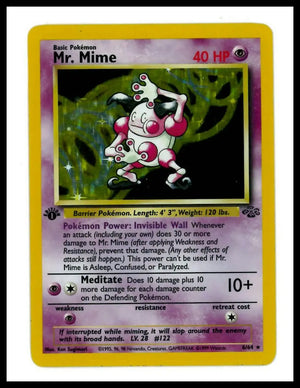 1999 Pokemon Jungle 1st Edition Mr. Mime 06/64 MP 