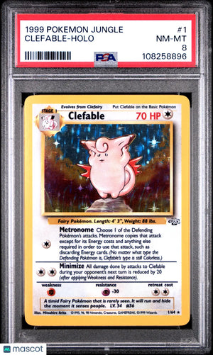 1999 Pokemon Jungle Clefable Holo PSA 8 #1 