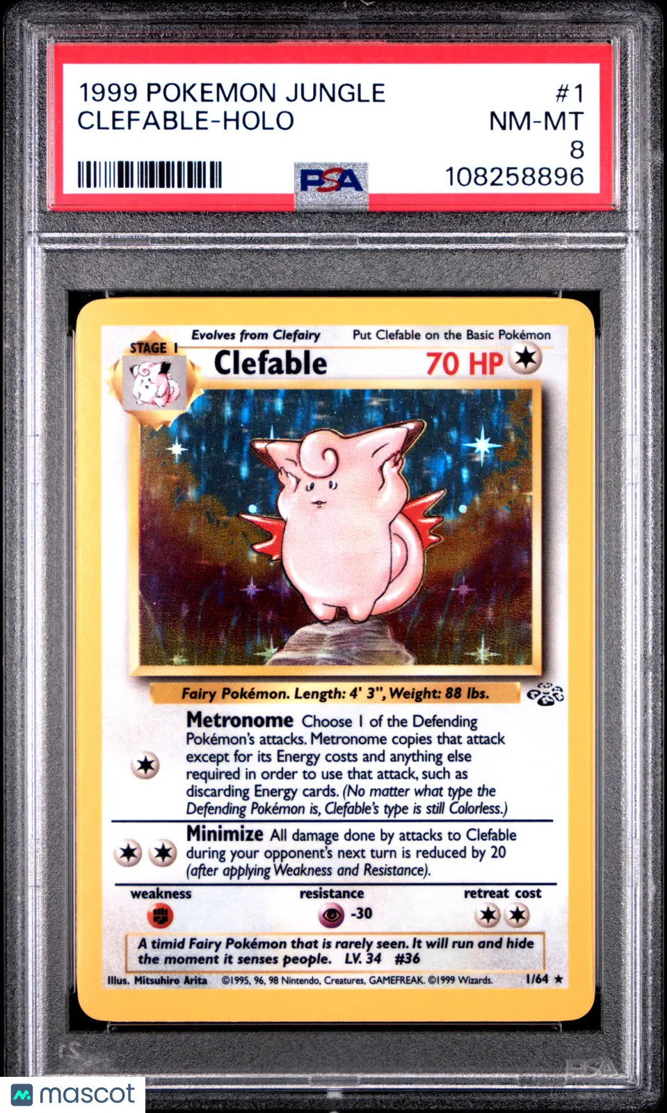 1999 Pokemon Jungle Clefable Holo PSA 8 #1 