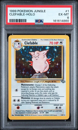 1999 Pokemon Jungle Clefable Unlimited Holofoil Rare 1/64 PSA 6 