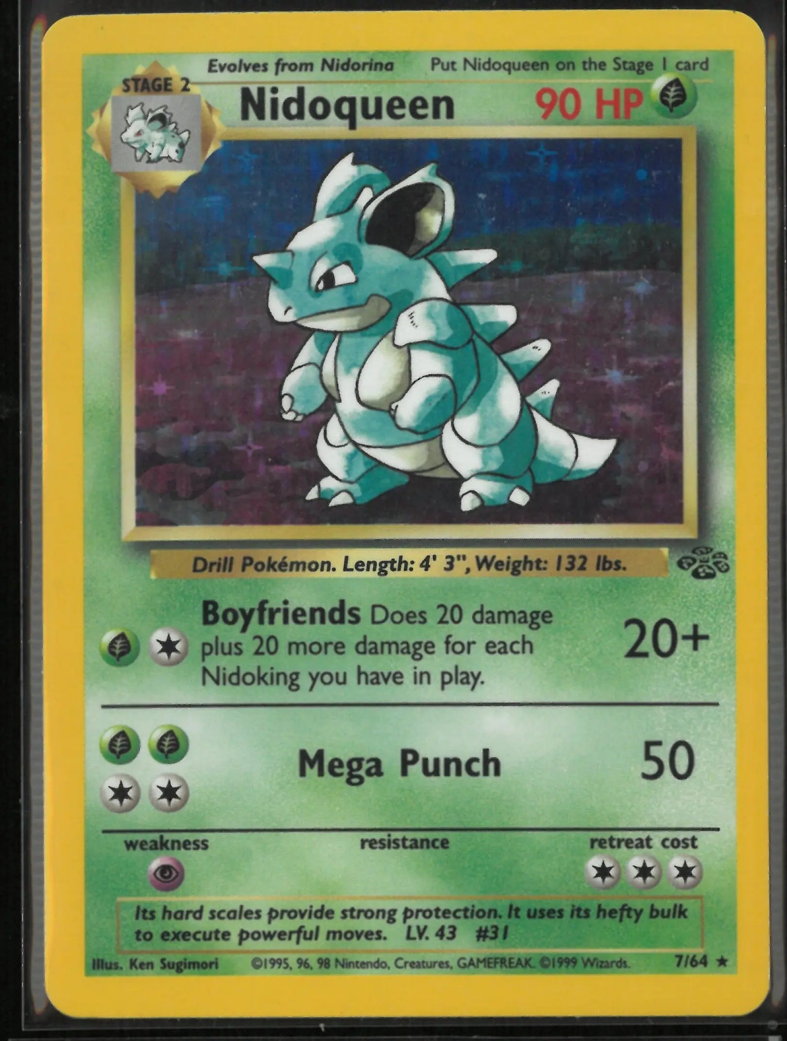 1999 Pokemon Jungle Holo Rare Nidoqueen 7/64 