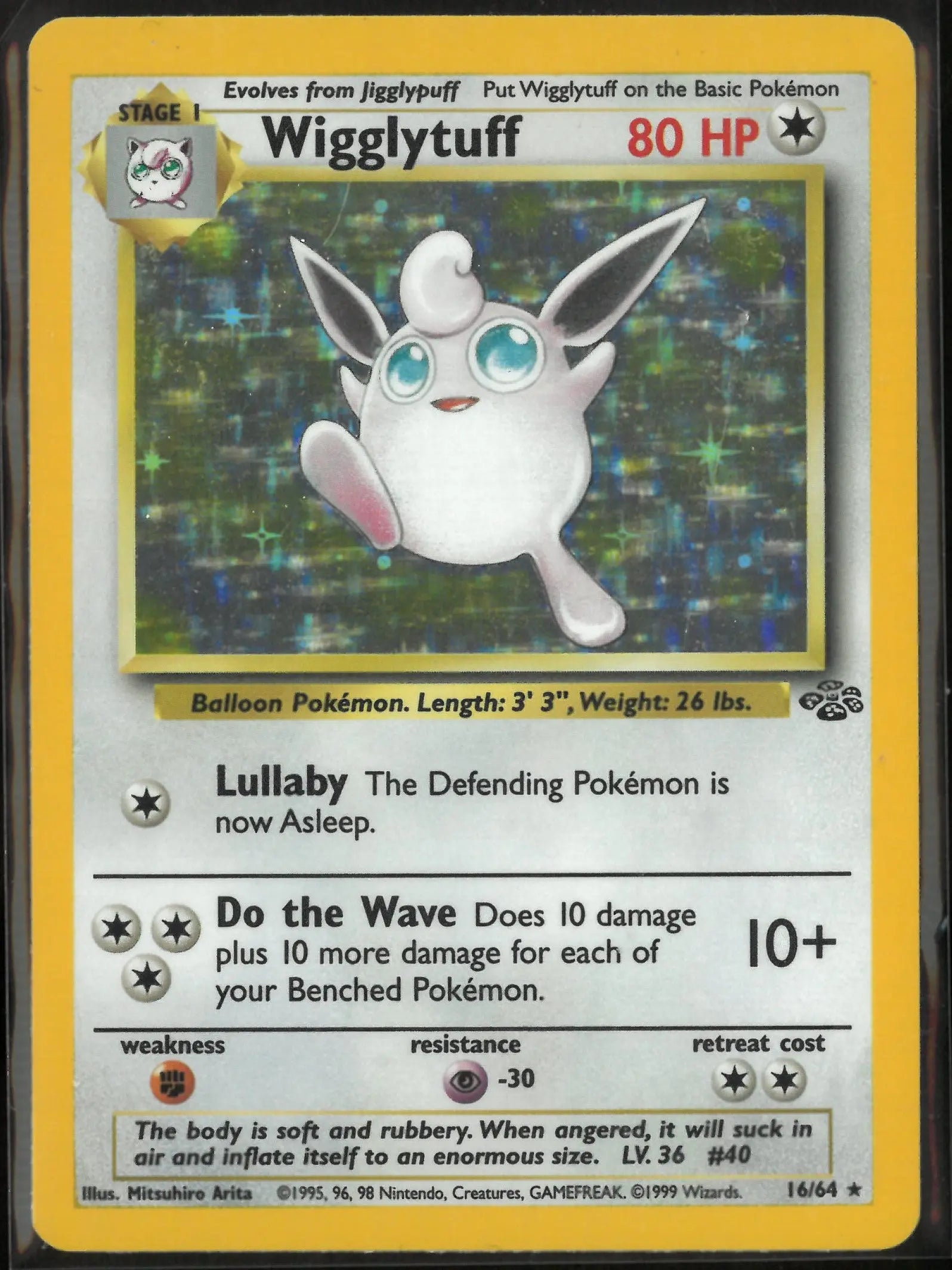 1999 Pokemon Jungle Holo Rare Wigglytuff 16/64 