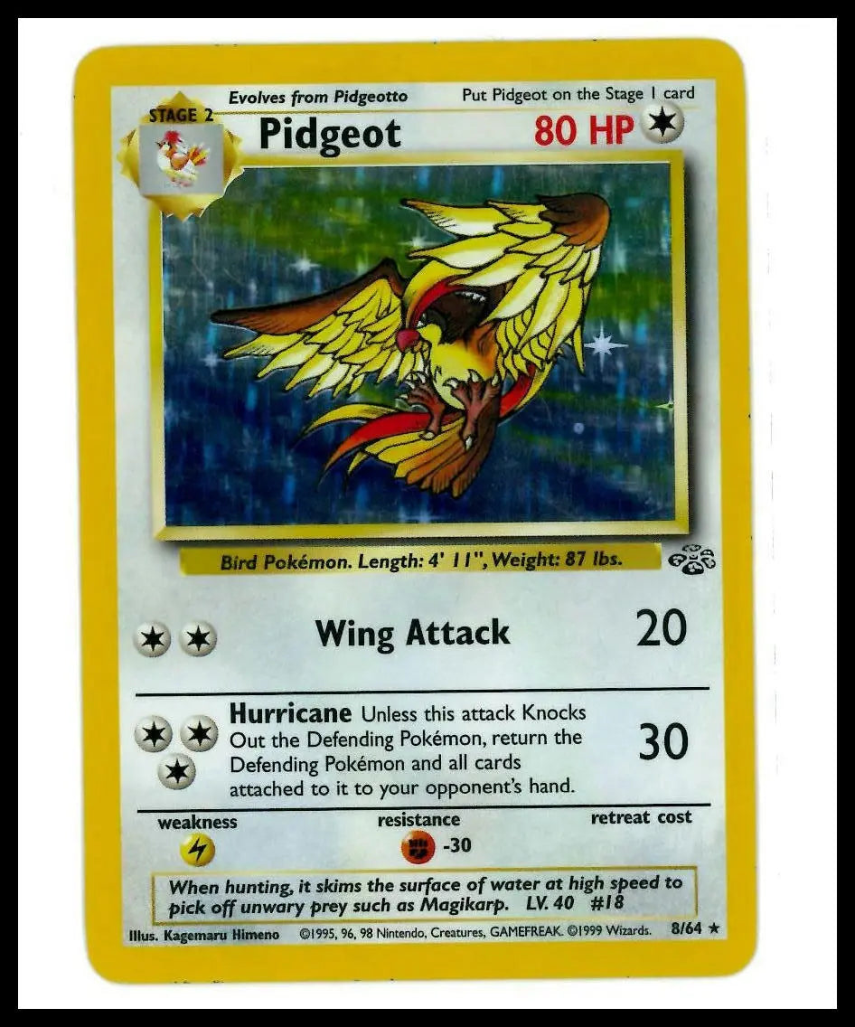 1999 Pokemon Jungle Pidgeot 08/64 LP 