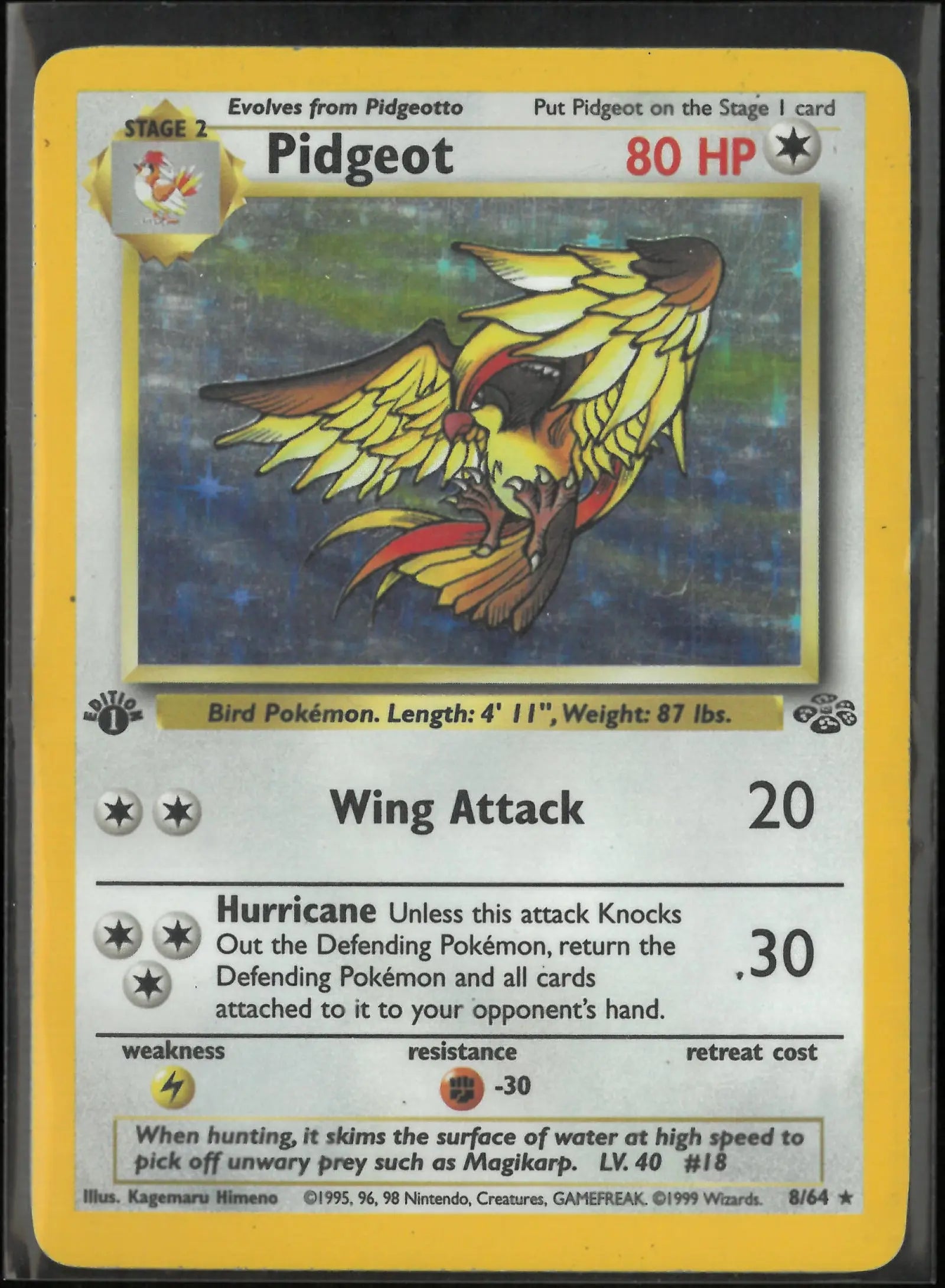 1999 Pokemon Jungle Pidgeot Holo Rare 8/64 LP 
