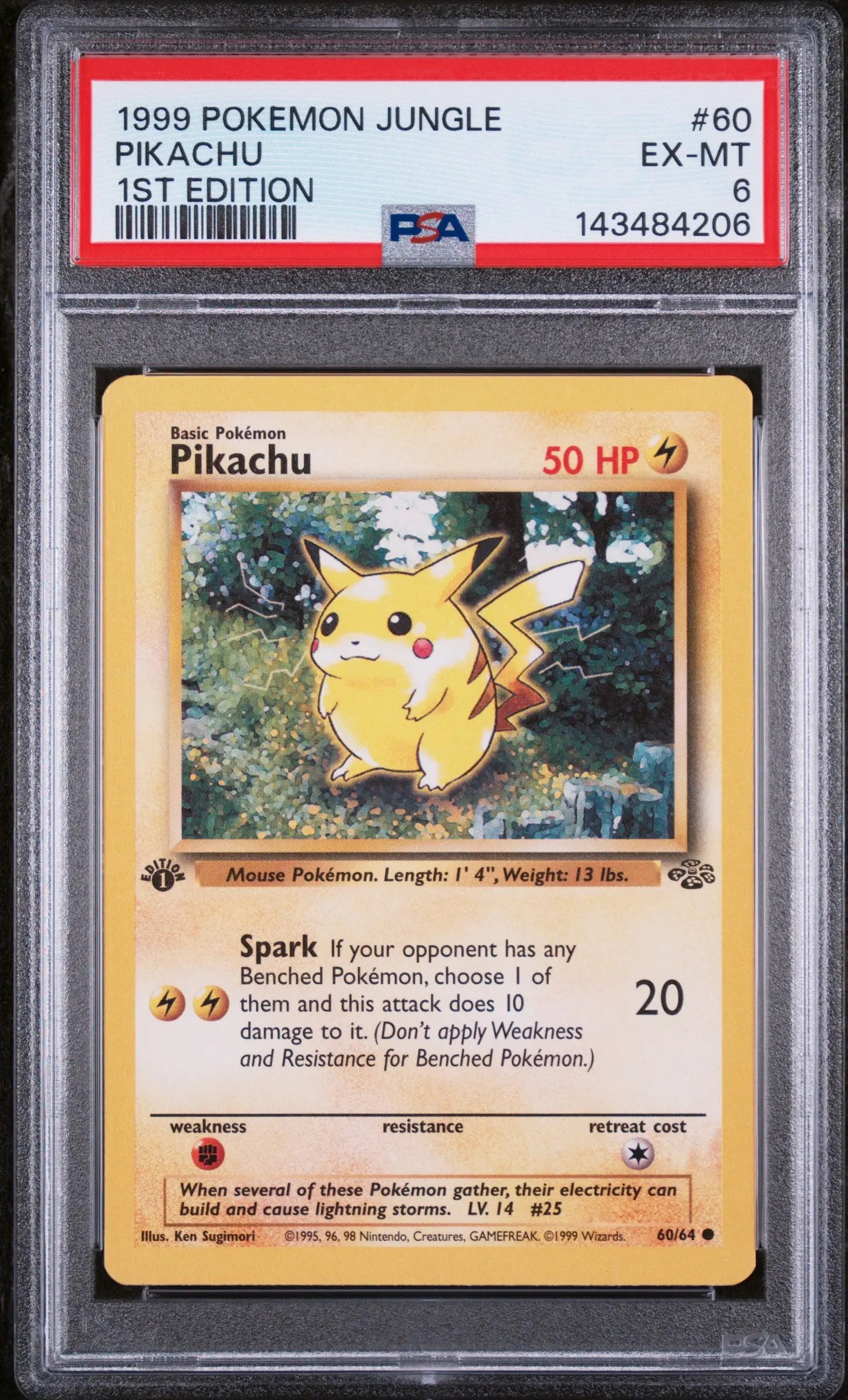 1999 Pokemon Jungle Pikachu 1st Edition 60/64 PSA 6 