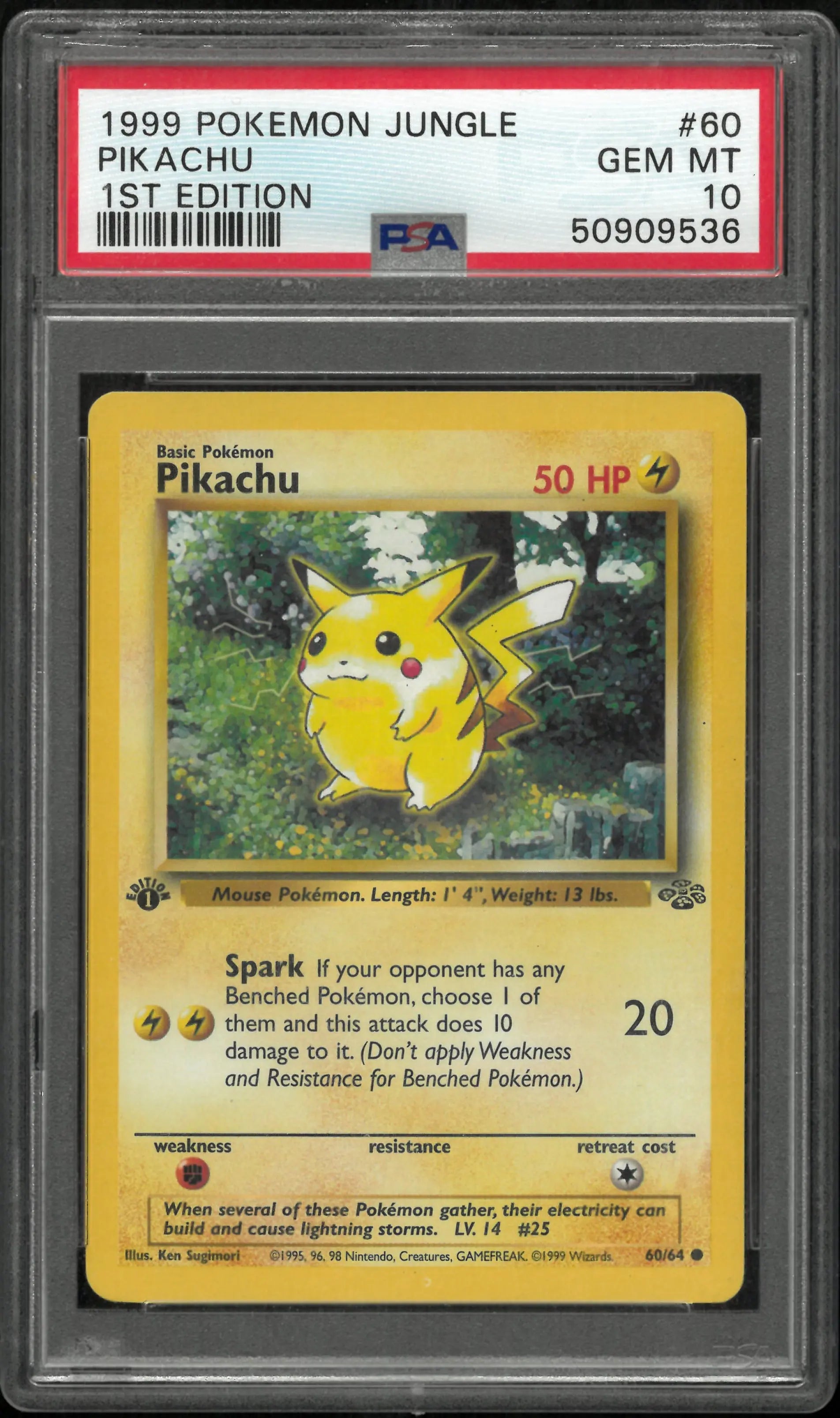 1999 Pokemon Jungle Pikachu 1st Edition PSA 10 60/64 