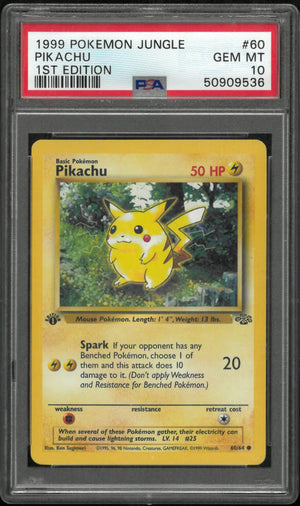 1999 Pokemon Jungle Pikachu 1st Edition PSA 10 60/64 