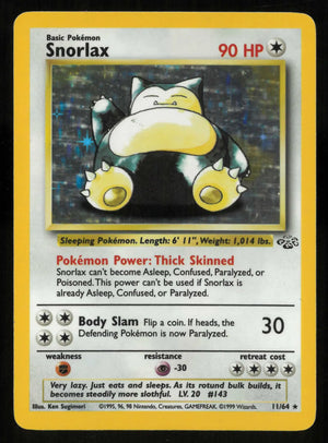 1999 Pokemon Jungle Snorlax Holo Rare 11/64 LP 
