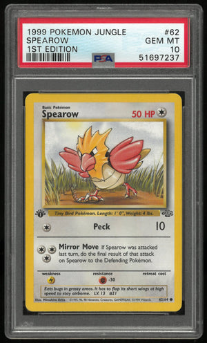 1999 Pokemon Jungle Spearow 1st Edition PSA 10 62/64 