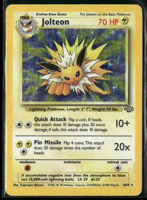 1999 Pokemon Jungle Unlimited Holofoil Jolteon 4/64 MP 
