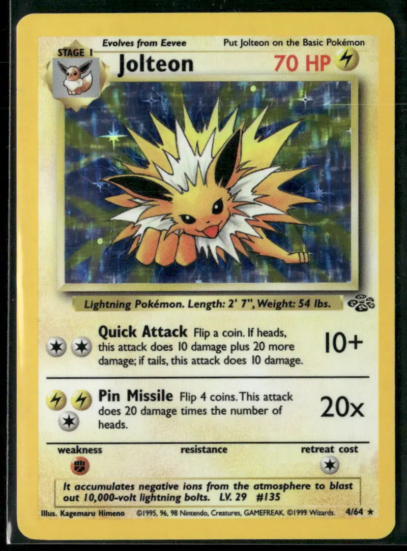 1999 Pokemon Jungle Unlimited Holofoil Jolteon 7/64 